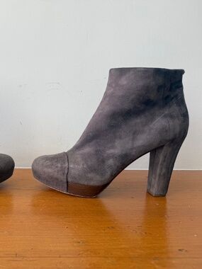 Roberto Del Carlo Grey Suede Platform Ankle Boots | Made in Italy | 39.5 / US 9